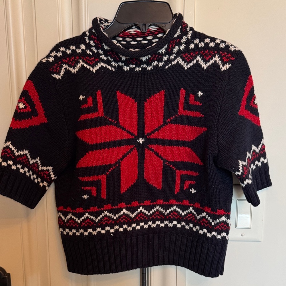 Polo by Ralph Lauren Navy and Red Knit snowflake holiday Sweater NWT- Small